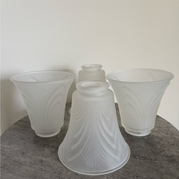 Elegant Frosted Glass Lamp Shades Set of 4 Bell Shaped Ceiling Fan Table Lamp - Picture 2 of 15